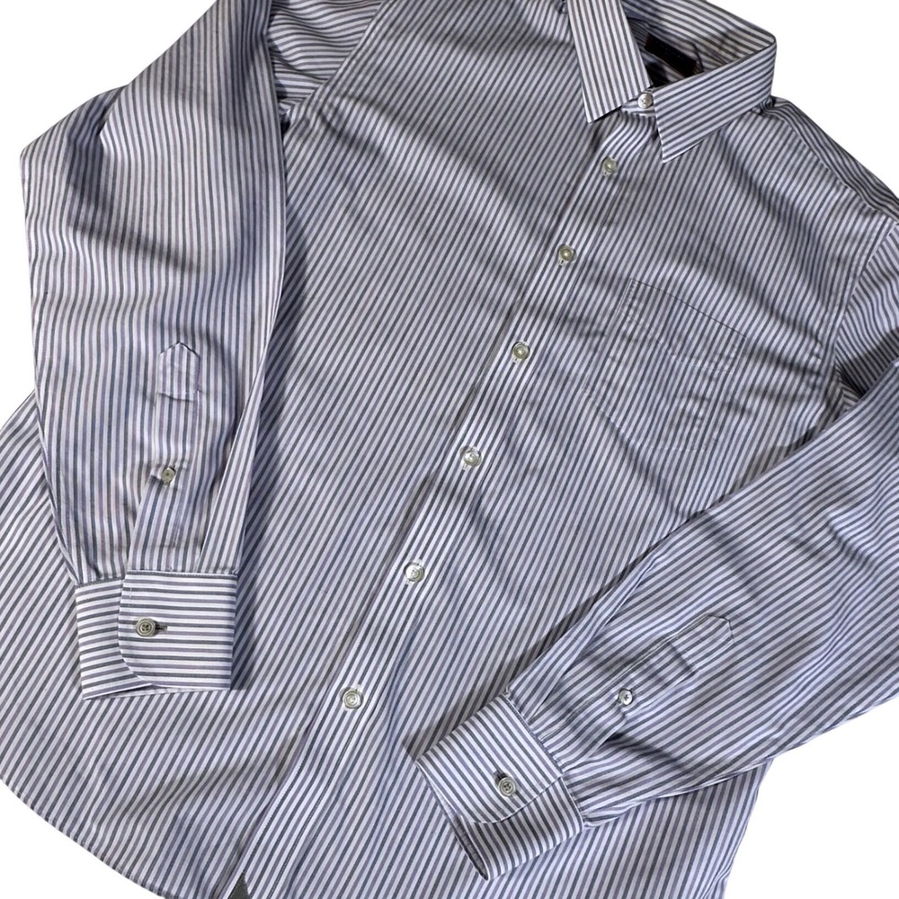 UNTUCKit Button Down Shirt Mens Large Denning Purple Striped Wrinkle Free